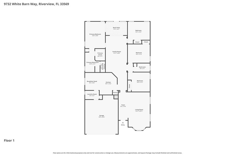 2,355/Mo, 9732 White Barn Way Riverview, FL 33569 Floor Plan View