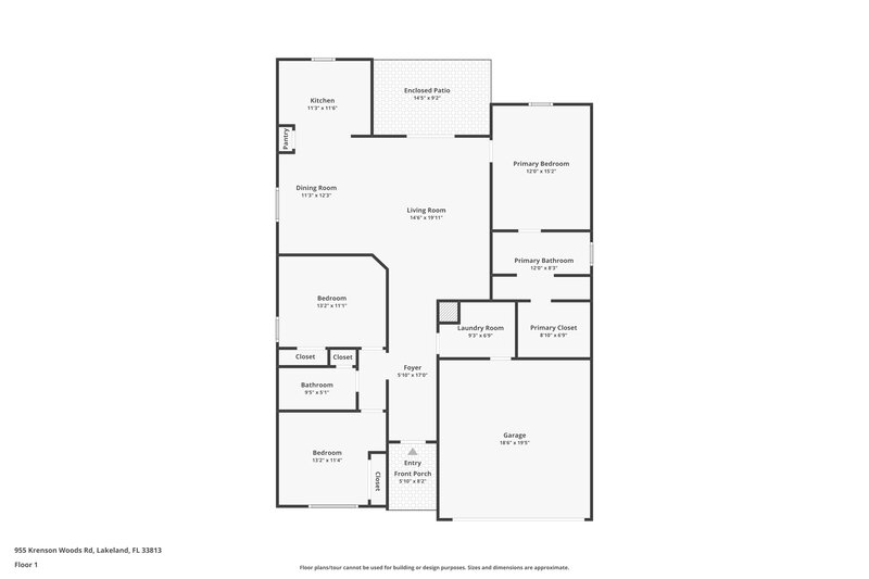 2,050/Mo, 955 Krenson Woods Rd Lakeland, FL 33813 Floor Plan View