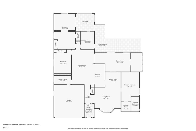 2,030/Mo, 8533 Gum Tree Ave New Port Richey, FL 34653 Floor Plan View