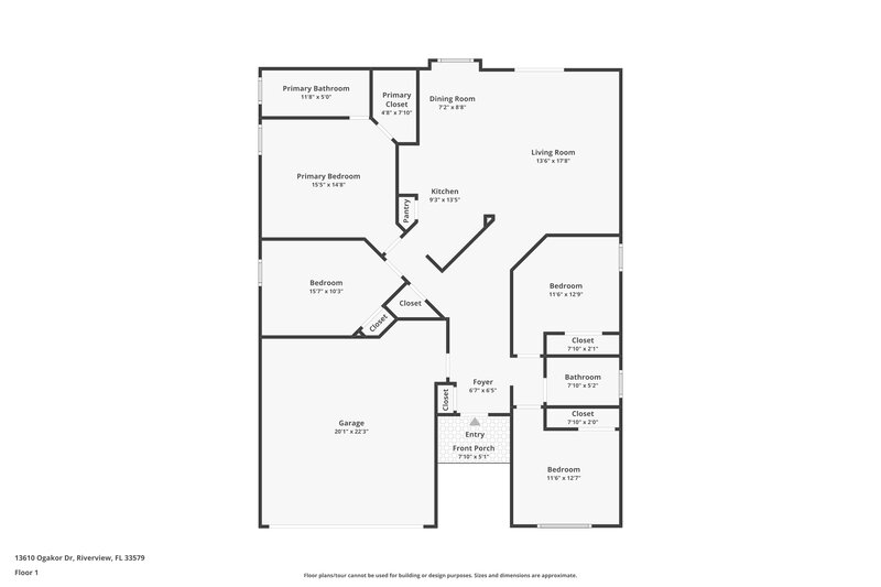 3,360/Mo, 13610 Ogakor Dr Riverview, FL 33579 Floor Plan View