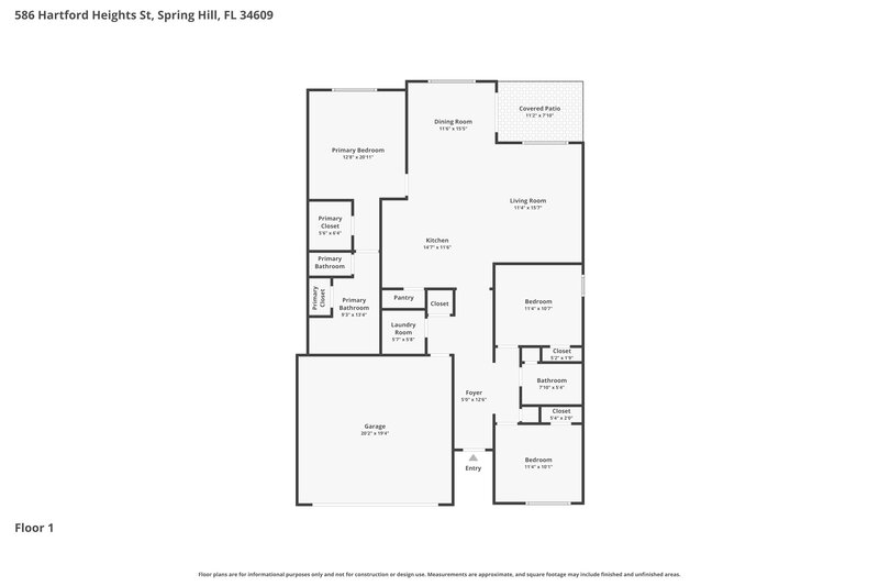 1,945/Mo, 586 Hartford Heights St Spring Hill, FL 34609 Floor Plan View