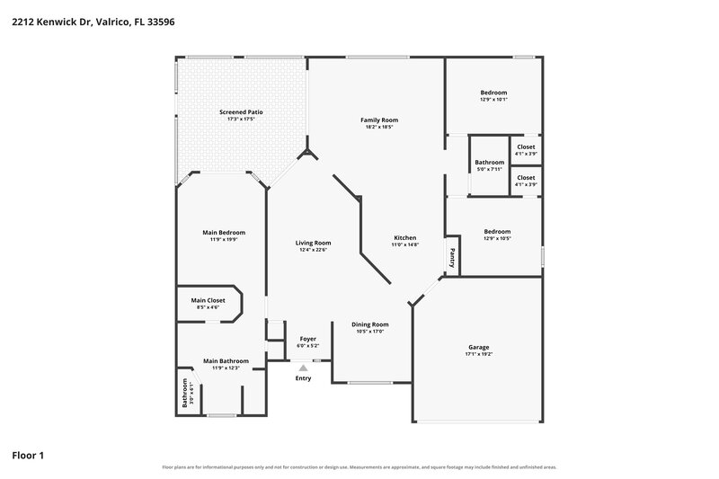 2,535/Mo, 2212 Kenwick Dr Valrico, FL 33596 Floor Plan View