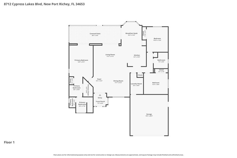 2,240/Mo, 8712 Cypress Lakes Blvd New Port Richey, FL 34653 Floor Plan View
