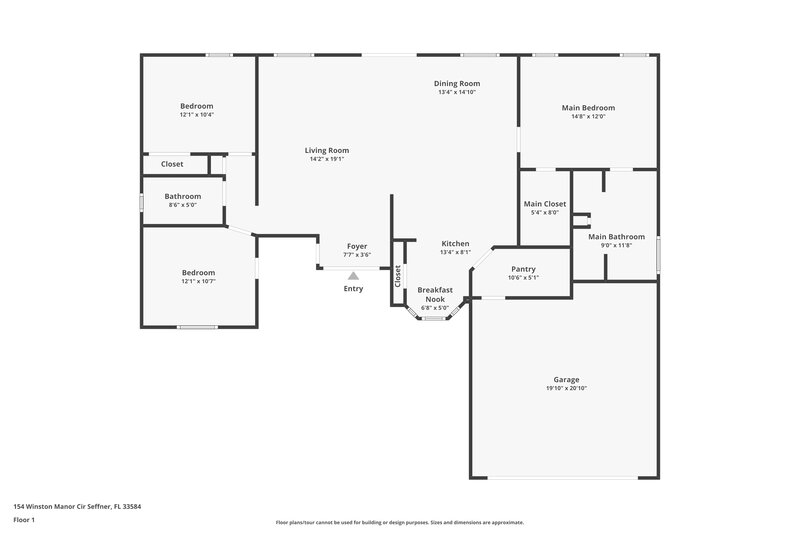 2,180/Mo, 154 Winston Manor Cir Seffner, FL 33584 Floor Plan View
