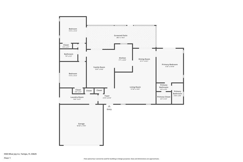 2,310/Mo, 5503 Bluejay Ln Tampa, FL 33625 Floor Plan View