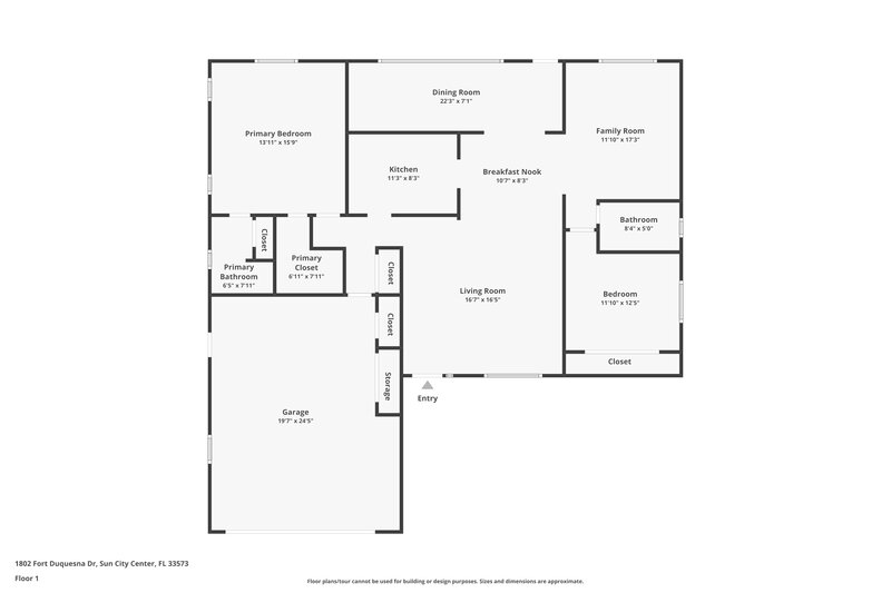 1,750/Mo, 1802 Fort Duquesna Dr Sun City Center, FL 33573 Floor Plan View