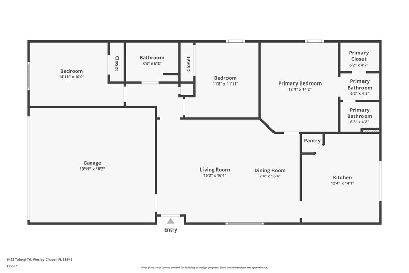 1,760/Mo, 6422 Tabogi Trail Wesley Chapel, FL 33545 Floorplan View
