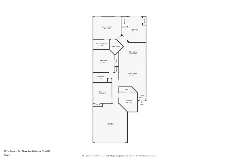 3,590/Mo, 18114 Cypress Bay Parkway Land O Lakes, FL 34638 Floor Plan View