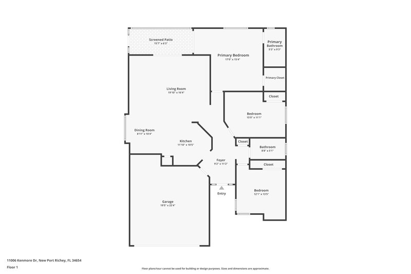 1,845/Mo, 11006 Kenmore Drive New Port Richey, FL 34654 Floor Plan View