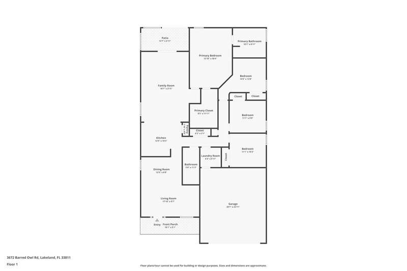 2,180/Mo, 3672 Barred Owl Rd Lakeland, FL 33811 Floor Plan View