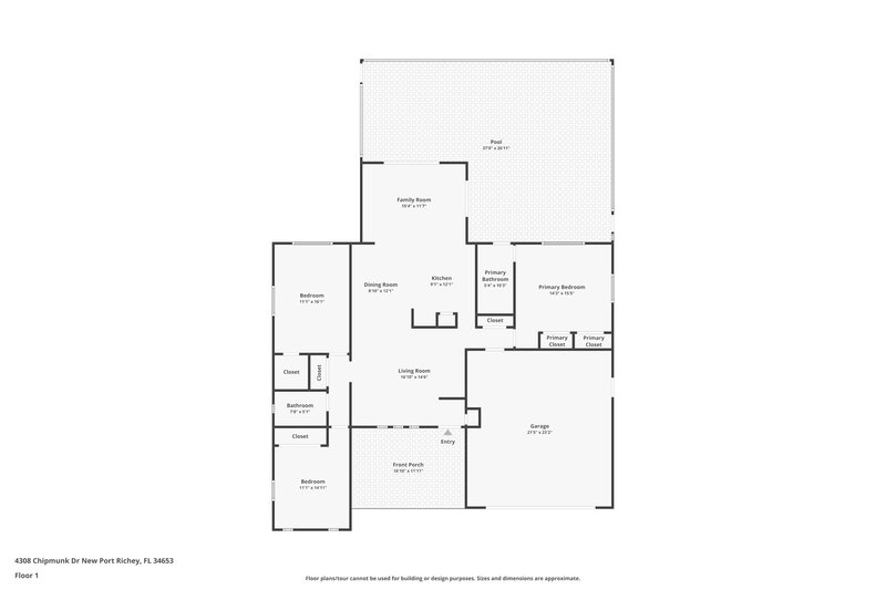 2,130/Mo, 4308 Chipmunk Drive New Port Richey, FL 34653 Floor Plan View