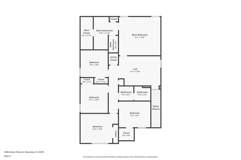 2,350/Mo, 13903 Arbor Pines Dr Riverview, FL 33579 Floor Plan View 2