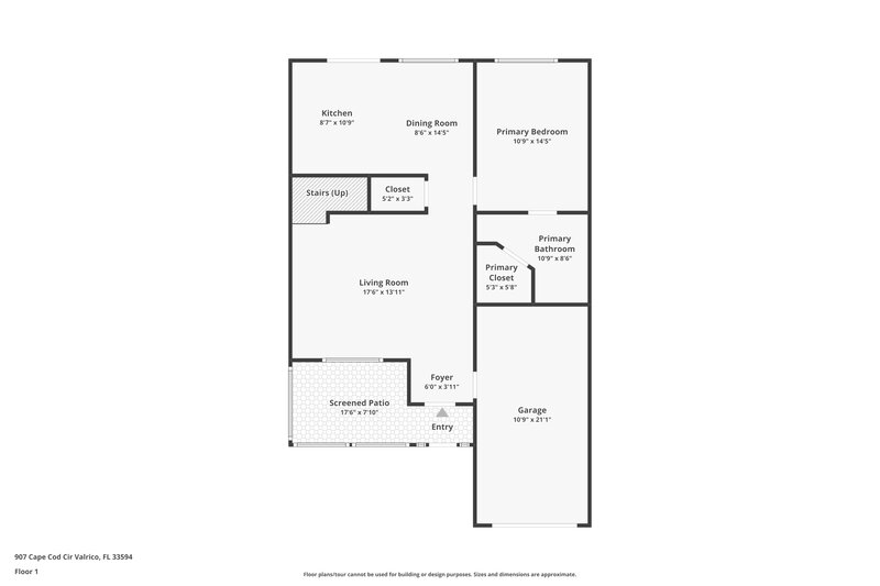 2,040/Mo, 907 Cape Cod Circle Valrico, FL 33594 Floor Plan View