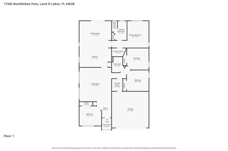 2,270/Mo, 17345 Bumblebee Pass Land O Lakes, FL 34638 Floor Plan View