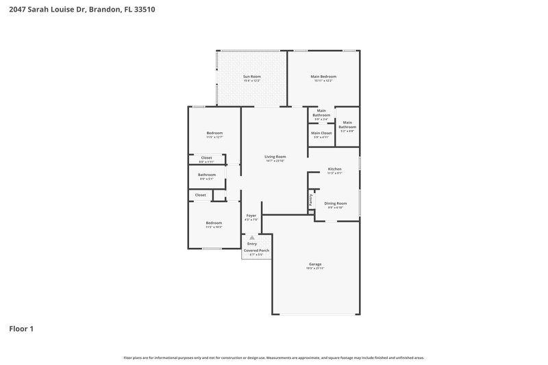 2,175/Mo, 2047 Sarah Louise Dr Brandon, FL 33510 Floor Plan View
