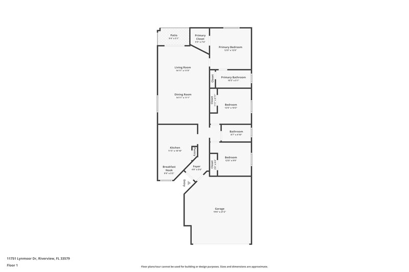1,950/Mo, 11751 Lynmoor Drive Riverview, FL 33579 Floor Plan View