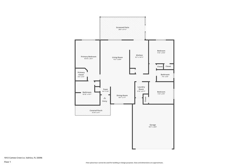 2,080/Mo, 1012 Cameo Crest Lane Valrico, FL 33596 Floor Plan View