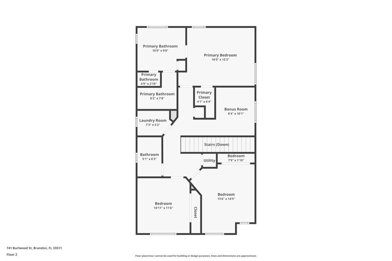 2,255/Mo, 741 Burlwood Street Brandon, FL 33511 Floor Plan View 2