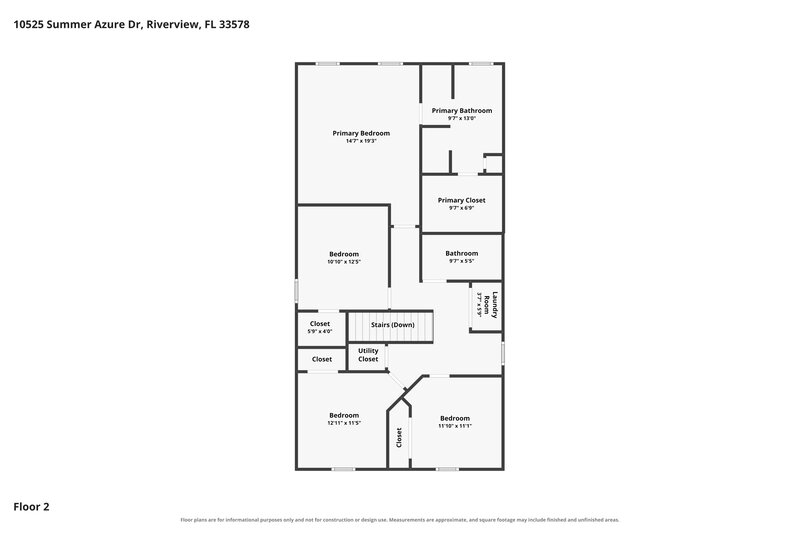 2,355/Mo, 10525 Summer Azure Dr. Riverview, FL 33578 Floor Plan View
