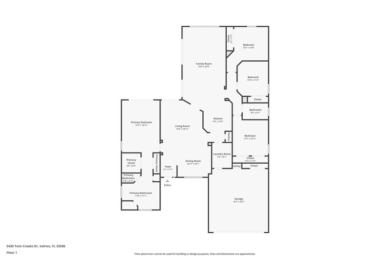 2,615/Mo, 5430 Twin Creeks Drive Valrico, FL 33596 Floor Plan View