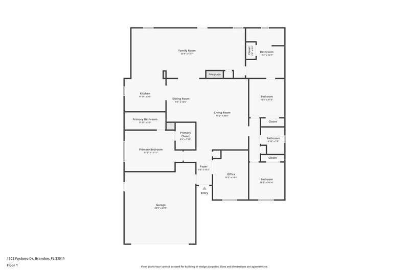 2,510/Mo, 1302 Foxboro Drive Brandon, FL 33511 Floor Plan View