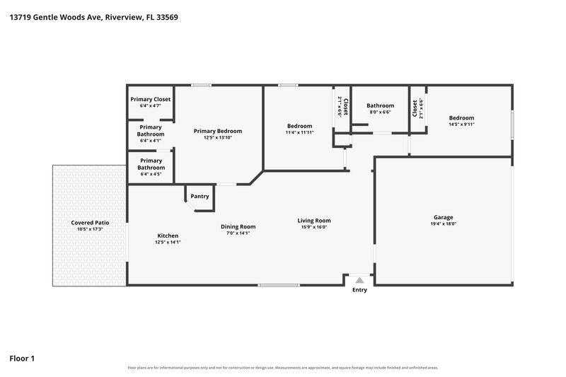 2,265/Mo, 13719 Gentle Woods Avenue Riverview, FL 33569 Floor Plan View