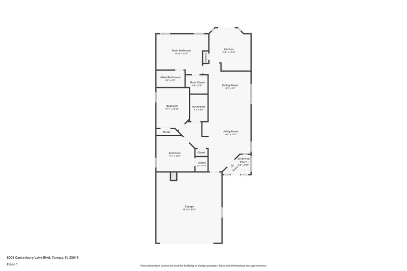 2,055/Mo, 8003 Canterbury Lake Blvd Tampa, FL 33619 Floor Plan View