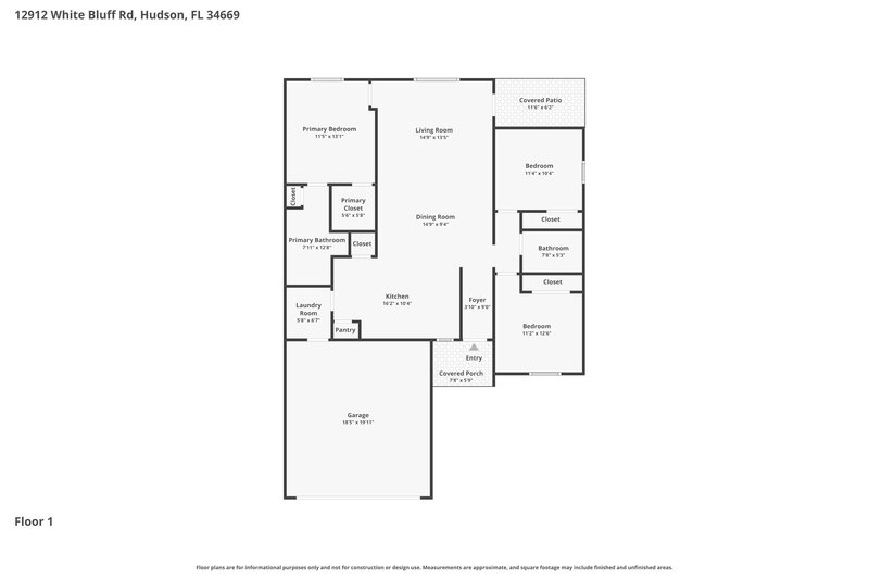 1,880/Mo, 12912 White Bluff Rd Hudson, FL 34669 Floor Plan View