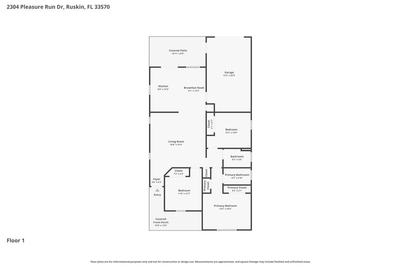 1,970/Mo, 2304 Pleasure Run Drive Ruskin, FL 33570 Floorplan View