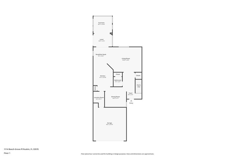 2,100/Mo, 1114 Beech Grove Place Ruskin, FL 33570 Floor Plan View