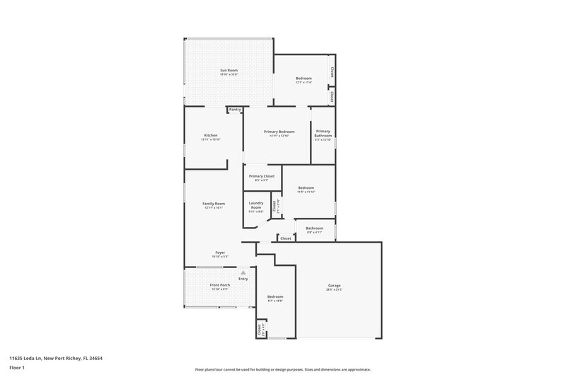 2,080/Mo, 11635 Leda Ln New Port Richey, FL 34654 Floor Plan View