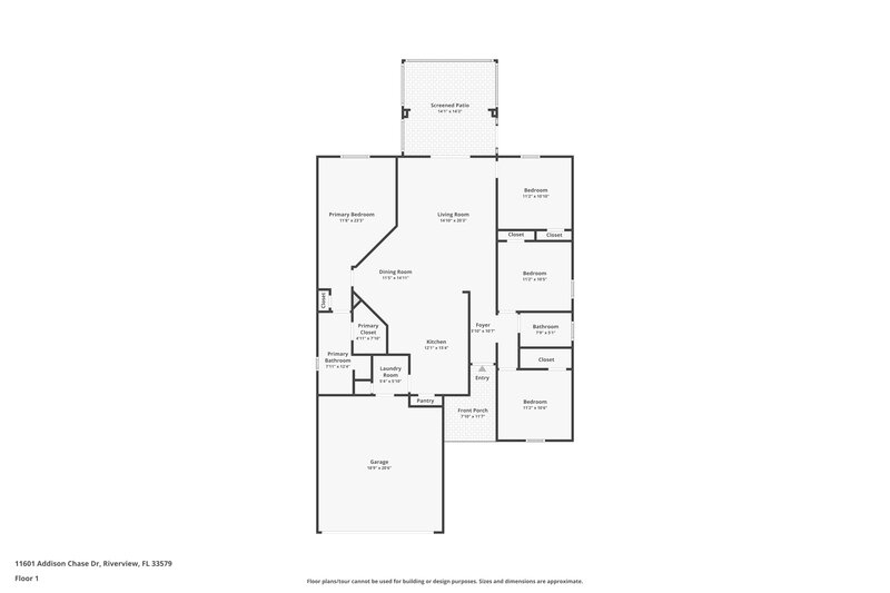2,240/Mo, 11601 Addison Chase Drive Riverview, FL 33579 Floor Plan View