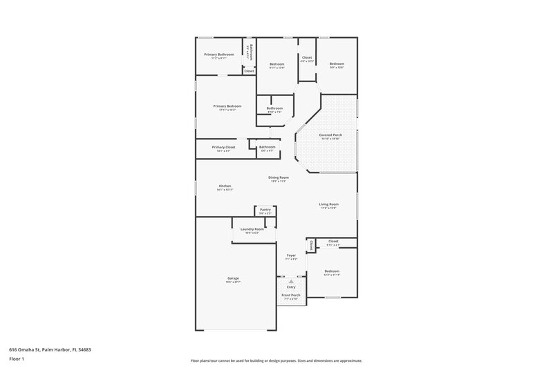2,950/Mo, 616 Omaha St Palm Harbor, FL 34683 Floor Plan View