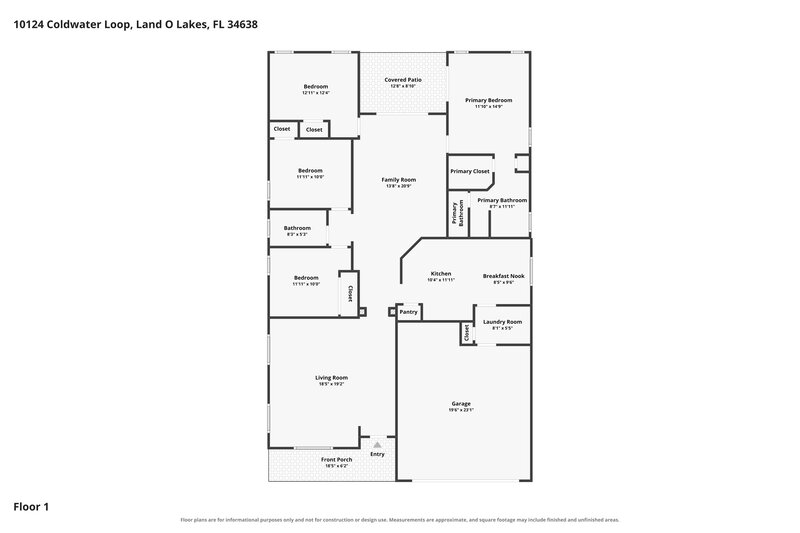 2,480/Mo, 10124 Coldwater Loop Land O Lakes, FL 34638 Floor Plan View