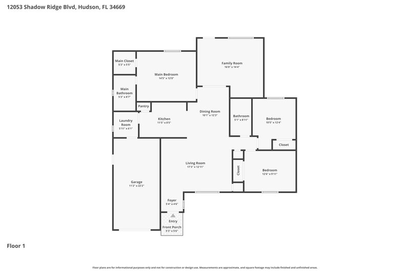 1,655/Mo, 12053 Shadow Ridge Boulevard Hudson, FL 34669 Floor Plan View