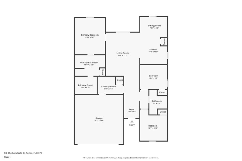 1,780/Mo, 748 Chatham Walk Dr Ruskin, FL 33570 Floor Plan View