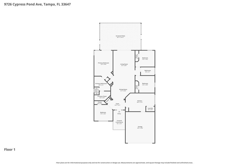 2,490/Mo, 9726 Cypress Pond Avenue Tampa, FL 33647 Floor Plan View