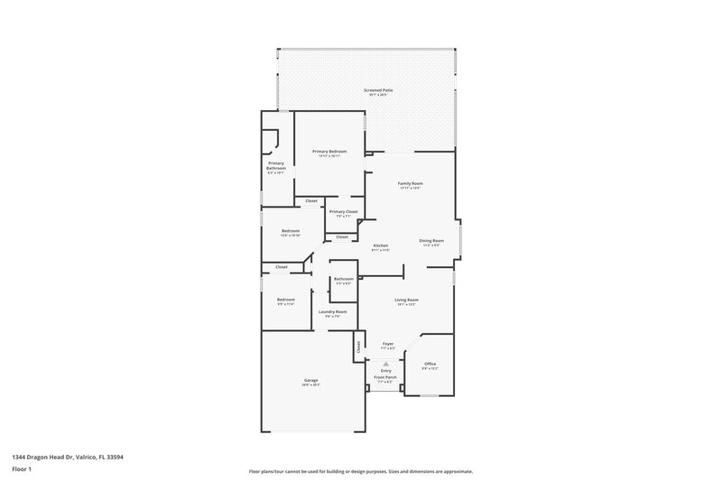 2,245/Mo, 1344 Dragon Head Drive Valrico, FL 33594 Floor Plan View