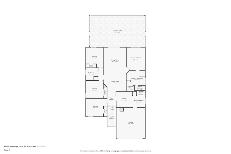 2,285/Mo, 12327 Hawkeye Point Place Riverview, FL 33578 Floor Plan View
