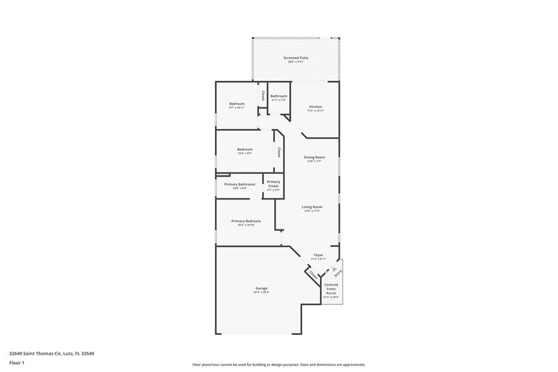 2,120/Mo, 22649 Saint Thomas Circle Lutz, FL 33549 Floor Plan View