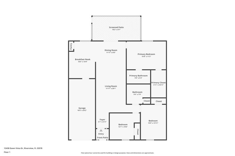 2,035/Mo, 12438 Dawn Vista Drive Riverview, FL 33578 Floor Plan View
