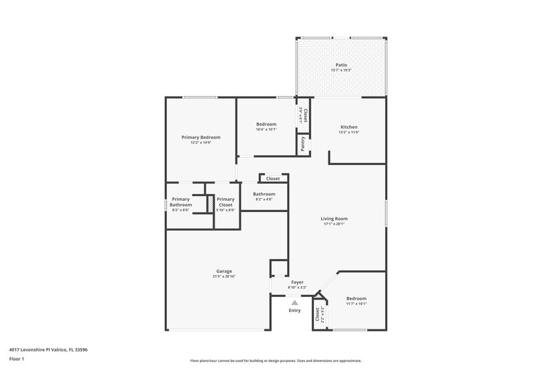 2,115/Mo, 4017 Levonshire Place Valrico, FL 33596 Floor Plan View