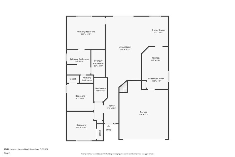 2,345/Mo, 10428 Hunters Haven Blvd Riverview, FL 33578 Floor Plan View
