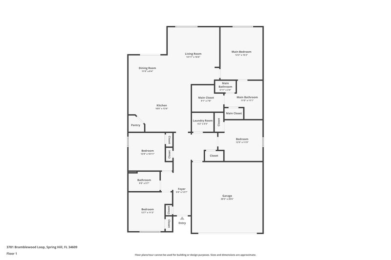 2,105/Mo, 3781 Bramblewood Loop Spring Hill, FL 34609 Floor Plan View