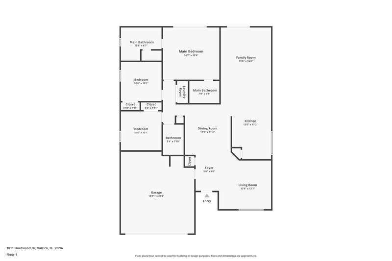 3,670/Mo, 1011 Hardwood Dr Valrico, FL 33596 Floor Plan View