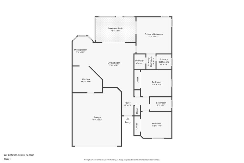 2,015/Mo, 227 Belfort Pl Valrico, FL 33594 Floor Plan View