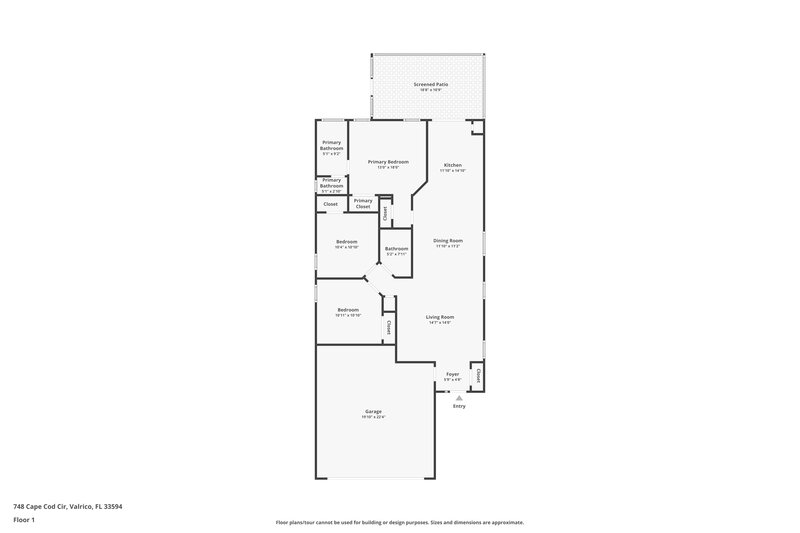 3,220/Mo, 748 Cape Cod Cir Valrico, FL 33594 Floor Plan View