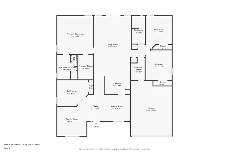 2,030/Mo, 5235 Greystone Dr Spring Hill, FL 34609 Floor Plan View