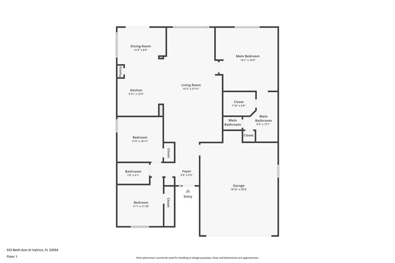 2,205/Mo, 552 Beth Ann St Valrico, FL 33594 Floor Plan View