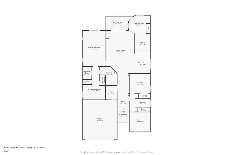 1,925/Mo, 16326 Laurel Garden Ct Spring Hill, FL 34610 Floor Plan View